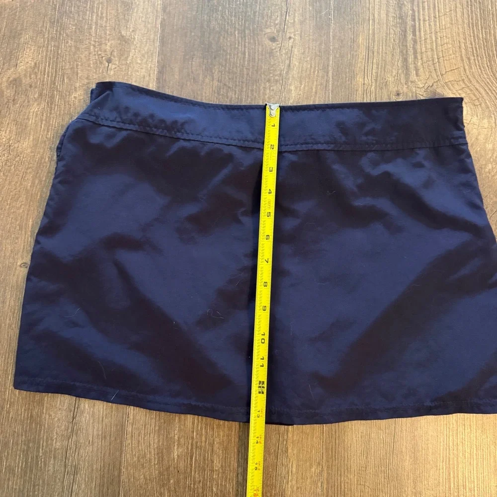 Lands' End Swim Skirt Women 10 Navy Blue Built-in Brief Side Zip Beachwear Vacay